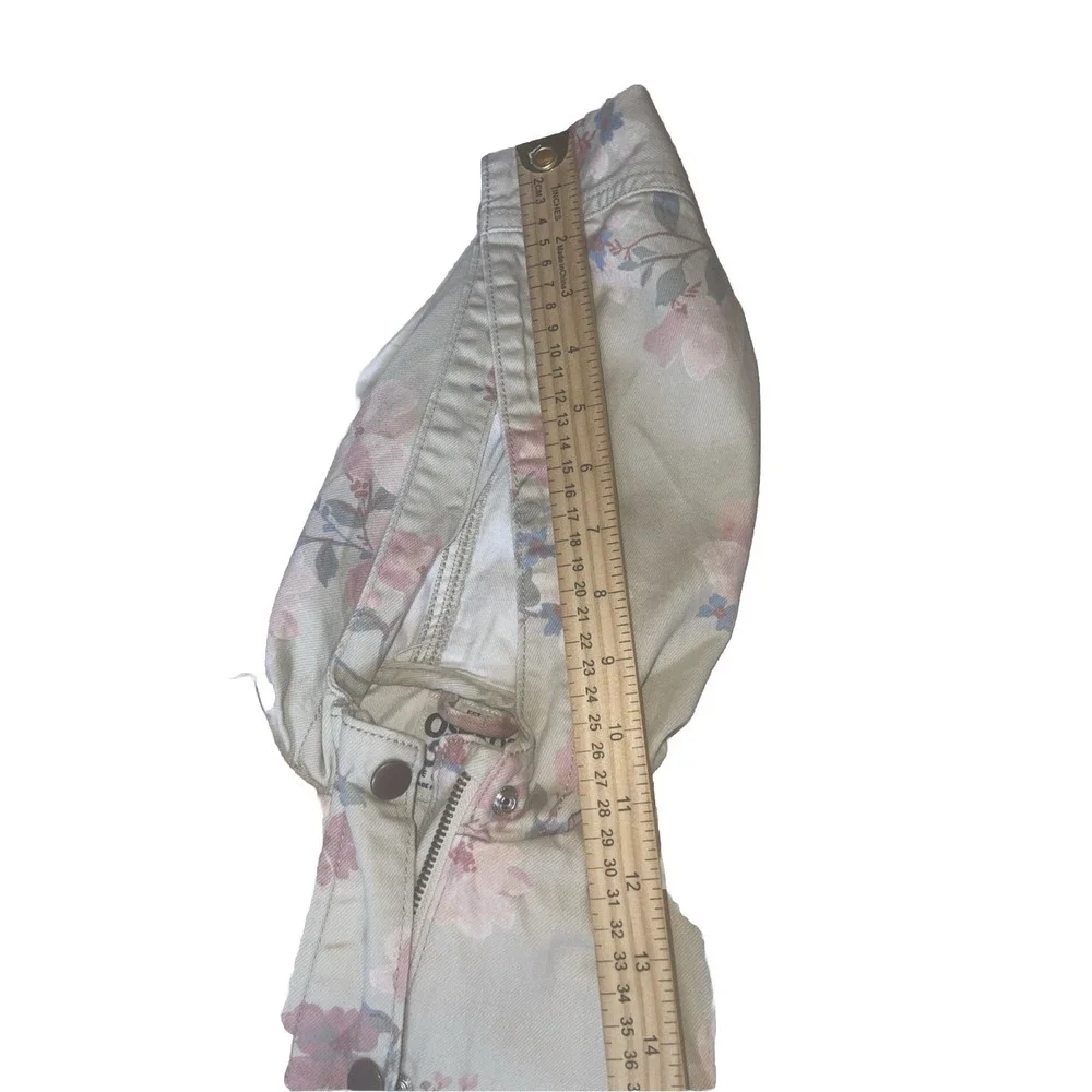 Girl 4T Oshkosh B'gosh Denim Jacket Beige Pink Blue Floral drawstring Waist